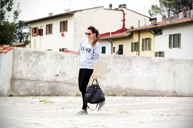 celine | feline | felpa cool | rayban | converse borchie | borsa prada | outfit | look | streetstyle | fashion blog | fashion blogger | irene colzi 4