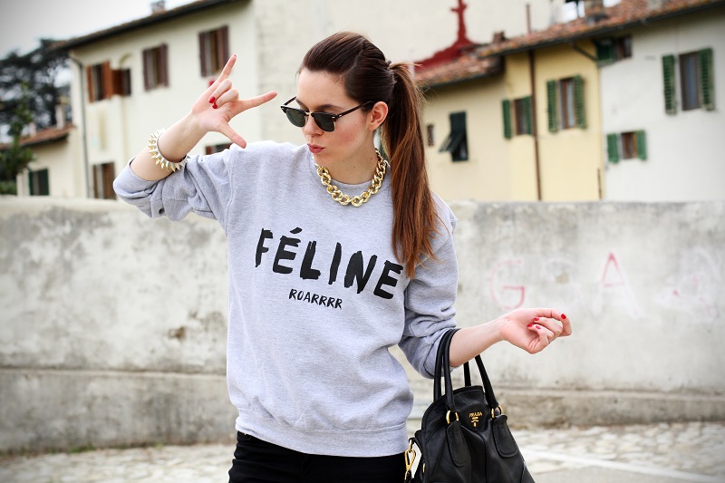 rock | celine | feline | felpa cool | rayban | outfit | look | streetstyle | fashion blog | fashion blogger | irene colzi