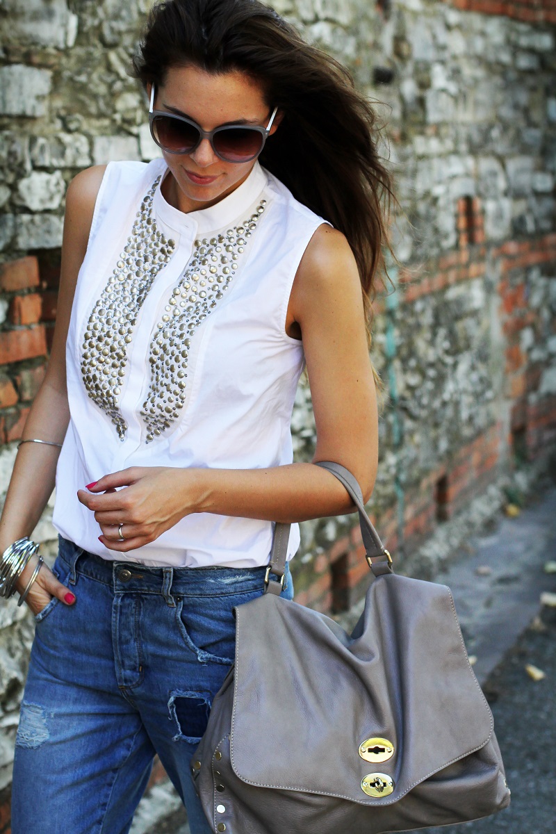 postina zanellato | jeans boyfriend | asos | stefanel | camicia borchie | camicia sbracciata | occhiali gucci | shatush