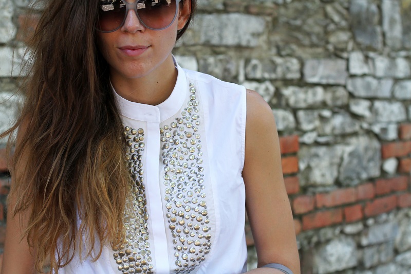 stefanel | camicia borchie | camicia sbracciata | occhiali gucci | shatush 