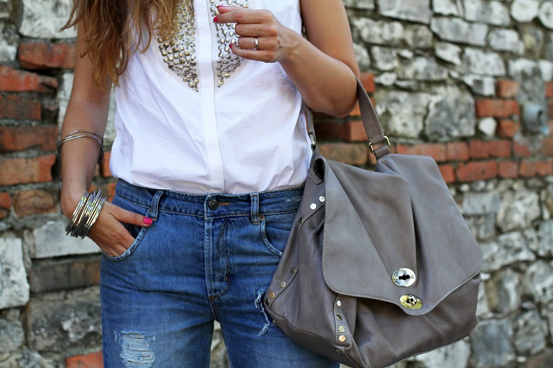stefanel | camicia borchie | camicia sbracciata 