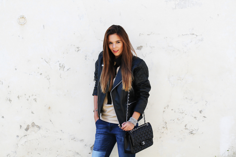giubbotto di pelle look