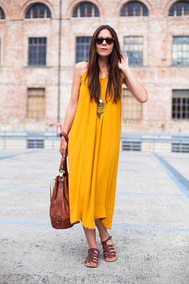 long yellow dress outfit