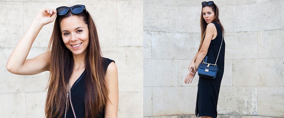vestito nero longuette