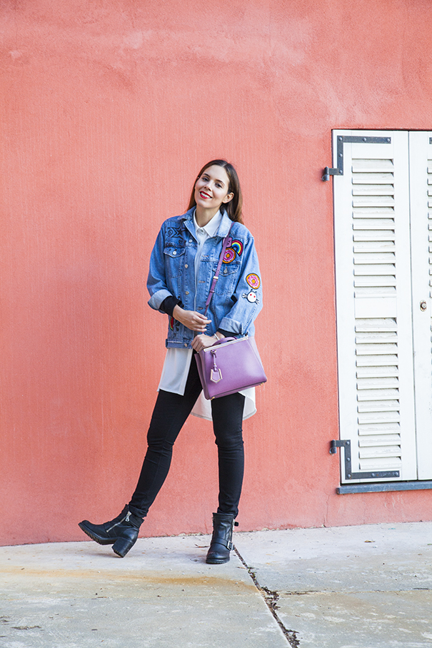 giacca in denim personalizzata | giacca di jeans personalizzata | borsa fucsia | irene colzi