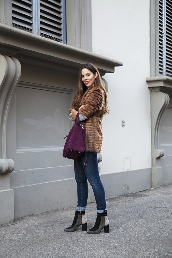 look con eco pelliccia classica marrone