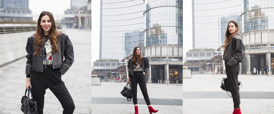look black con scarpe rosse irene colzi