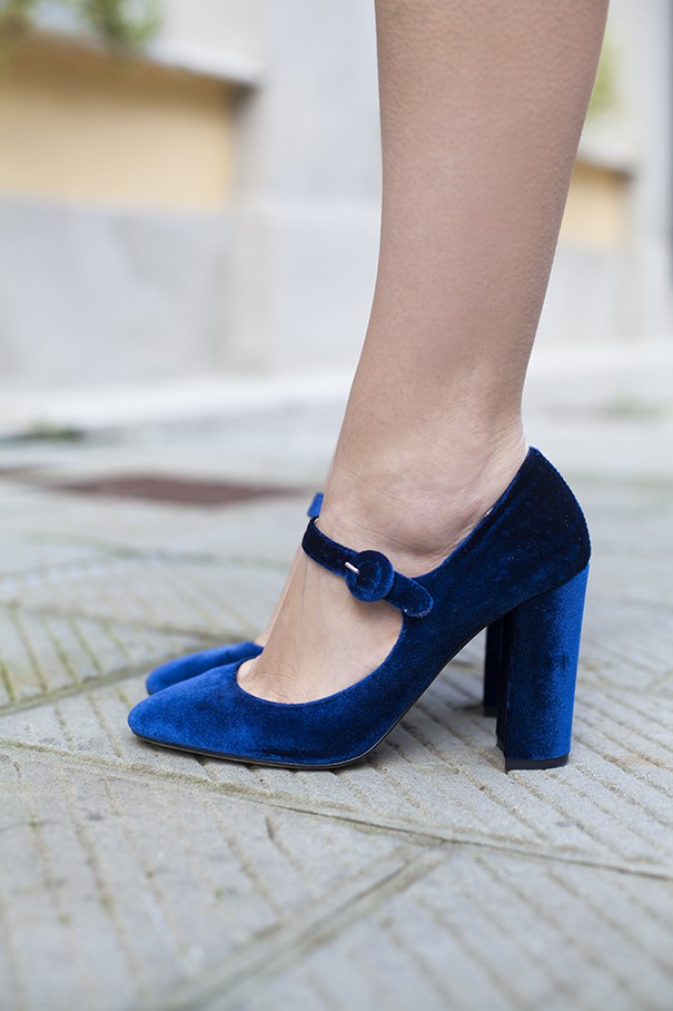 madame cosette scarpe in velluto blu