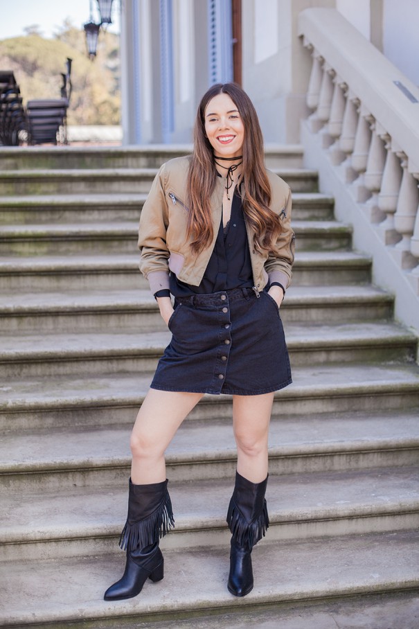 outfit con bomber verde