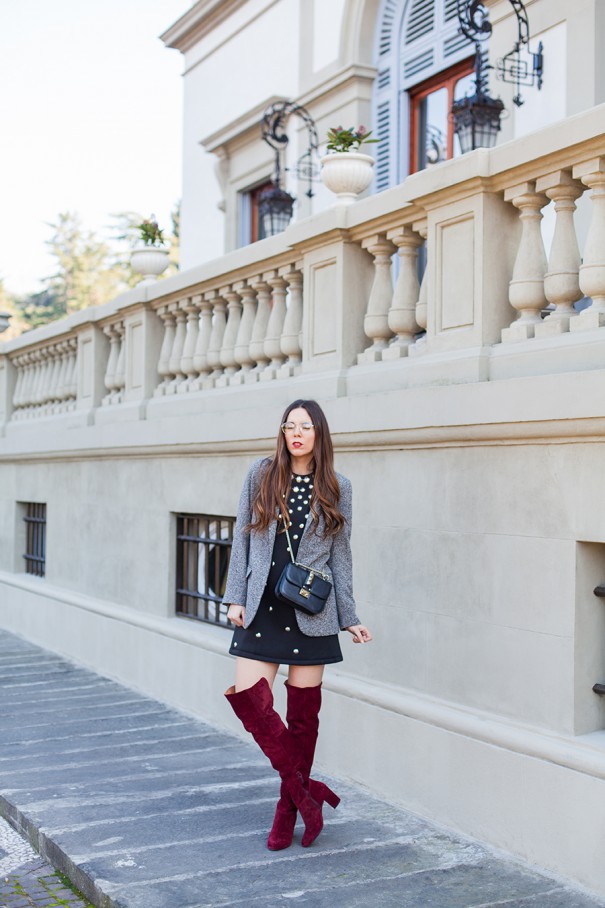outfit con vestitino nero da giorno irene colzi