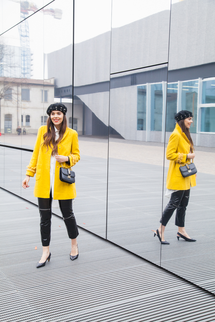 outfit look irene colzi cappotto giallo