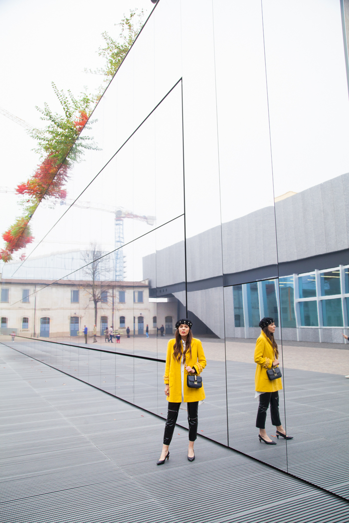 outfit look irene colzi cappotto giallo
