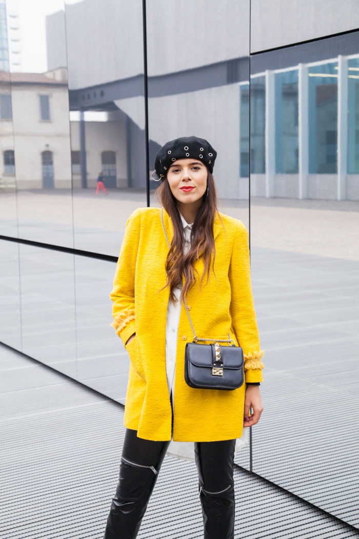 outfit look irene colzi cappotto giallo