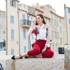 irene colzi pantaloni rossi
