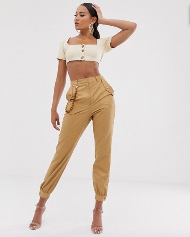 pantaloni cargo beige